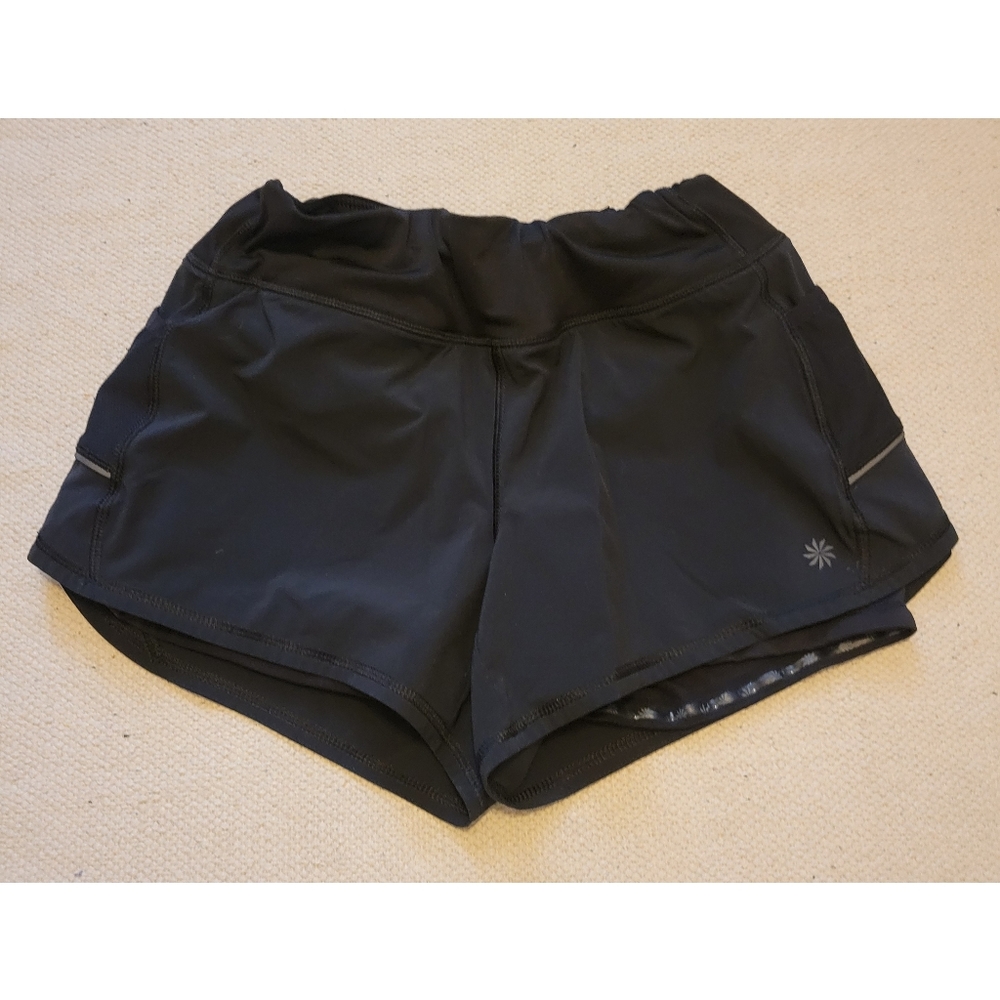 Womens Athleta ready set go running shorts all black Size small
